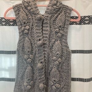Papaya Chunky Knit hooded Sweater Vest - Gray Small S/M